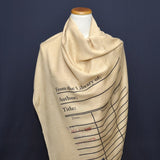 Book Scarf. Library scarf. Library card scarf with day due stamps. Print scarf. Beige scarf