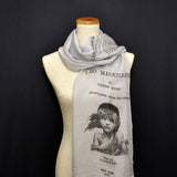 Les Misérables by Victor Hugo Chiffon scarf (English version), summer scarf, light scarf, Spring scarf