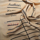 Book Scarf. Library scarf. Library scarf with day due stamps. Print scarf. Beige scarf