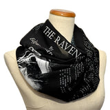 The Raven by Edgar Allan Poe  Chiffon scarf. Black scarf, Goth scarf, Gothic Scarf, Emo Scarf, Nevermore.