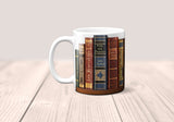 Bookshelf Mug. Coffee Mug with the famous books' titles, Bookish Gift,  Literary Mug, Book Lover Mug, Librarian gift.