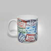 Traveler Mug. Coffee Mug with passport stamps, Flight attendant gift, Travel Agent gift