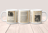 Frankenstein by Mary Shelley Mug. Coffee Mug with Frankenstein book Title and Book Pages, Bookish Gift,  Literature Mug, Book Lover Mug.