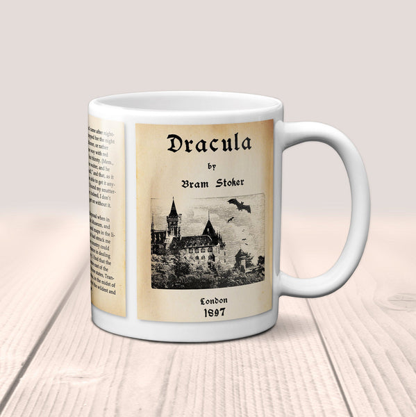 Dracula by Bram Stoker Mug. Coffee Mug with Dracula book pages, Bookish Gift,Literature Mug, Book Lover Mug, Librarian gift.