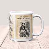 The Adventures of Tom Sawyer by Mark Twain Mug. Coffee Mug with Tom Sawyer book Title and Book Pages,Bookish Gift,Literary Mug