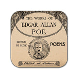 Edgar Allan Poe Coaster. Coffee Mug Coaster with  The Works of Edgar Allan Poe design, Bookish Gift, Literary Gift