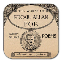 Edgar Allan Poe Coaster. Coffee Mug Coaster with  The Works of Edgar Allan Poe design, Bookish Gift, Literary Gift