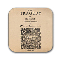 The Tragedy of Hamlet, Prince of Denmark by William Shakespeare Coaster. Coffee Mug Coaster with Shakespeare's Hamlet play design