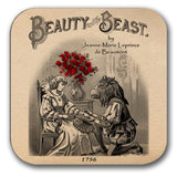 Beauty and the Beast by Jeanne-Marie Leprince de Beaumont Coaster.Mug Coaster with Beauty and the Beast book design, Bookish Gift, Literary