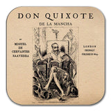 The adventures of Don Quixote De La Mancha by Miguel de Cervantes Saavedra Coaster.Coffee Mug Coaster with DON QUIXOTE book design