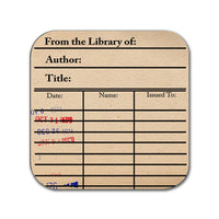 Library Card Coaster. Coffee Mug Coaster with Library Card with day due stamps design, Bookish Gift, Literary Gift