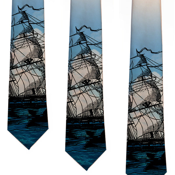 Old Ship Necktie, Book Necktie, Old Book Illustration Tie.