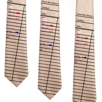 Library Card Necktie, Book Necktie, Literary Gift for Men