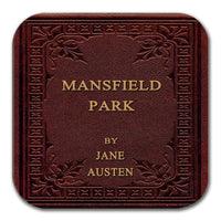 4 coasters with Most Popular Novels by Jane Austen. Pride and Prejudice, Emma, Sense and Sensibility and Persuasion.4 Coasters with stand.