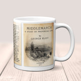 Middlemarch, A Study of Provincial Life by George Eliot Mug. Coffee Mug with Middlemarch book Title and Book Pages, Bookish Gift
