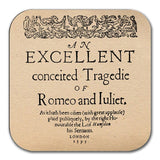 An excellent conceited tragedy of Romeo and Juliet by William Shakespeare Coaster. Mug Coaster with Shakespeare's Romeo and Juliet design