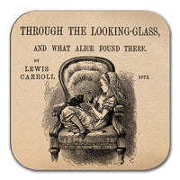 Through the Looking-Glass, and What Alice Found There by Lewis Carroll Coaster. Mug Coaster with Through the Looking-Glass book design