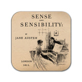 Sense and Sensibility by Jane Austen Coaster. Coffee Mug Coaster with Sense and Sensibility book design, Bookish Gift, Literary Gift