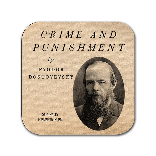 Crime and Punishment (English Version) by Fyodor Dostoyevsky Coaster. Coffee Mug Coaster with Crime and Punishment book design, Bookish Gift