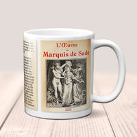Justine, ou Les Malheurs de la Vertu by Marquis de Sade Mug. Coffee Mug with Justine book Title and Book Pages, Bookish Gift, Literature Mug