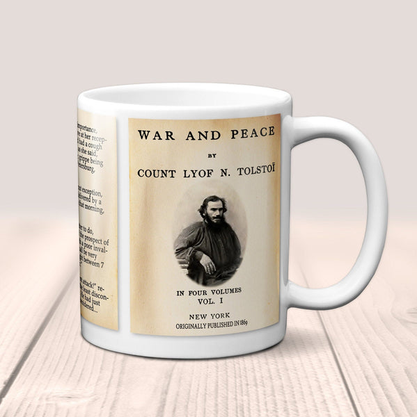 War and Peace by  Leo Tolstoy Mug (English Version). Coffee Mug with pages of War and Peace book, Bookish Gift,Literature Mug,Book Lover Mug