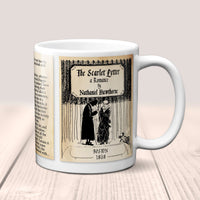 The Scarlet Letter by Nathaniel Hawthorne Mug. Coffee Mug with Scarlet Letter book Title and Book Pages, Bookish Gift, Literary Mug.