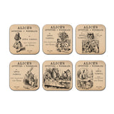 Set of six Alice's Adventures in Wonderland by Lewis Carroll Coasters. 6 Coffee Mug Coasters with Alice in Wonderland design, Bookish Gift