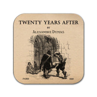 6 coasters with Alexandre Dumas novels. The Three Musketeers, Twenty Years After,The Count of Monte Cristo,Queen Margot,The Queen's Necklace