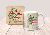 A Christmas Carol by Charles Dickens Mug and Coaster Set. Coffee Mug  and Coaster with Christmas Carol design, Christmas Gift.
