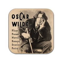 6 coasters with works of Oscar Wilde. De Profundis, Poems, The Happy Prince and other Tales, The Picture of Dorian Gray.