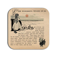 6 coasters with Wizard of Oz by Frank Baum design. Six Coffee Mug Coasters with The Wonderful Wizard of Oz design.