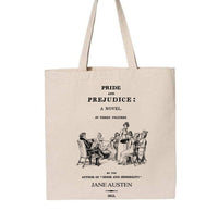 Pride and Prejudice by Jane Austen tote bag. 14x15". Handbag with Pride and Prejudice book design. Book Bag. Library bag. Jane Austen Gift