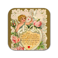 6 coasters with classic Victorian era Valentine's Day postcards design. Six Coffee Mug Coasters with Valentine Day postcard designs.