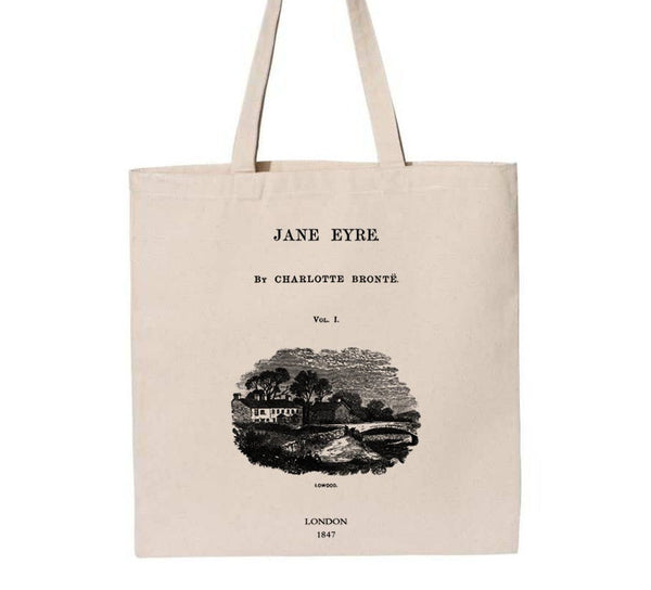 Jane Eyre by Charlotte Brontë tote bag. Handbag with Jane Eyre book design. Book Bag. Library bag. Market bag