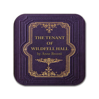 4 coasters with Most Popular Novels and Poems by Bronte Sisters. Jane Eyre, Wuthering Heights, The Tenant of Wildfell Hall .