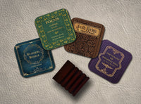 4 coasters with Most Popular Novels and Poems by Bronte Sisters. Jane Eyre, Wuthering Heights, The Tenant of Wildfell Hall .