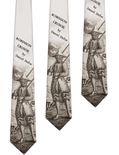 Robinson Crusoe Necktie, Book Necktie, Robinson Crusoe by Daniel Defoe Tie, Necktie, Literary Gift. Gift for men.