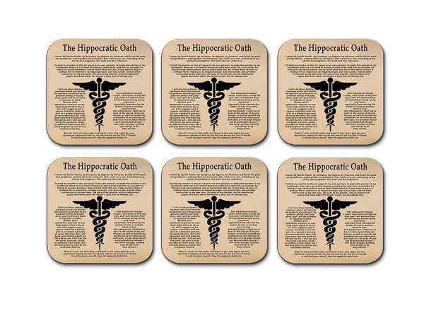 6 coasters with Hippocratic Oath(English Version), Gift for Doctor, Gift for Physician, Doctor gift Idea, Graduation Gift for Dr.