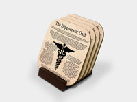 4 coasters with Hippocratic Oath(English Version), Gift for Doctor, Gift for Physician, Doctor gift Idea, Graduation Gift for Dr.
