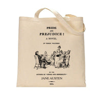 Pride and Prejudice by Jane Austen tote bag. Handbag with Pride and Prejudice book design. Book Bag. Library bag. Jane Austen Gift