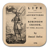 Robinson Crusoe by Daniel Defoe Coaster. Mug Coaster with "Robinson Crusoe" book design, Bookish Gift, Literary Gift.