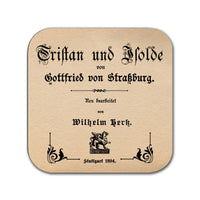 Tristan and Isolde by Gottfried von Strassburg Coaster. Mug Coaster with Tristan and Isolde  (German Version)  book design, Bookish Gift