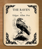 The Raven by Edgar Allan Poe Mouse pad. Literary Mousepad with The Raven book design, Bookish Gift, Literary Gift, Librarian gift, Goth Gift