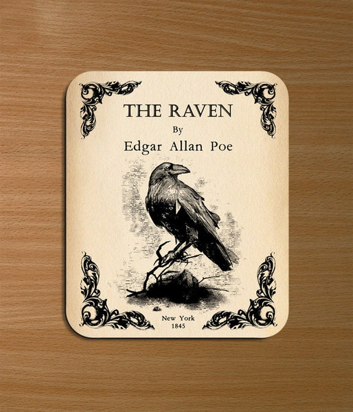 The Raven by Edgar Allan Poe Mouse pad. Literary Mousepad with The Raven book design, Bookish Gift, Literary Gift, Librarian gift, Goth Gift