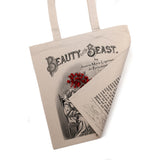 Beauty and the Beast tote bag. Handbag with Beauty and the Beast book design. Book Bag. Library bag. Market bag