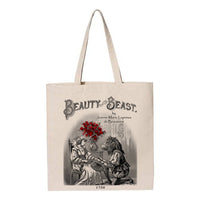Beauty and the Beast tote bag. Handbag with Beauty and the Beast book design. Book Bag. Library bag. Market bag
