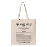 The Great Gatsby by F. Scott Fitzgerald tote bag. Handbag with The Great Gatsby book design. Book Bag. Library bag.