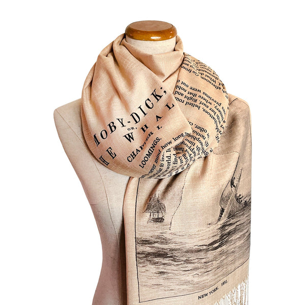 Moby-Dick; or, The Whale Shawl Scarf Wrap, Moby-Dick; or, The Whale by Herman Melville Scarf. Bookish Gift, Literary Scarf, Book Scarf.